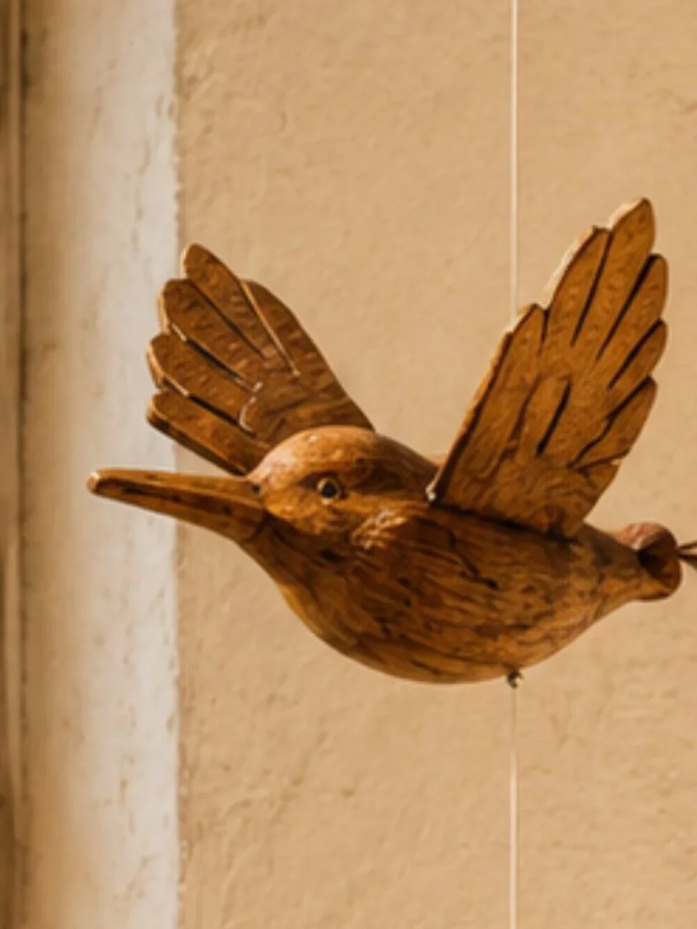 Vintage Hand Carved Wooden Hummingbirds Hanging Wind Spinner
